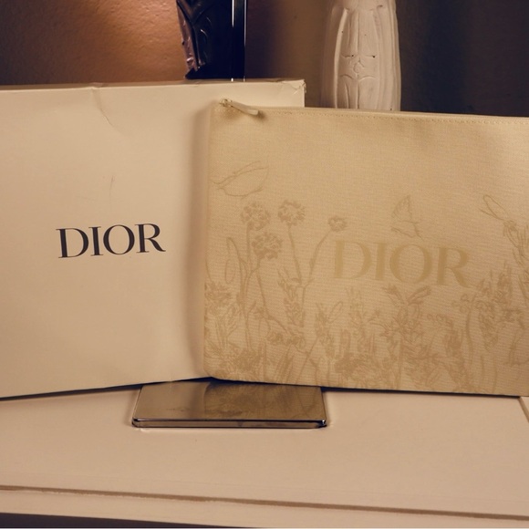 Dior Beauty Cream Floral Clutch Bag Pouch Limited Edition New In Box